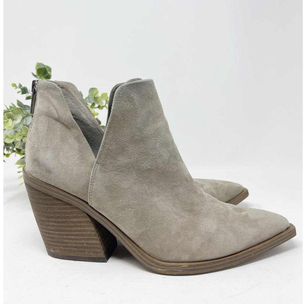 Vince Camuto Gigietta Gray Suede Block Heel Bootie